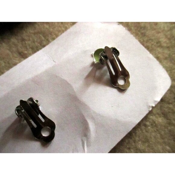 Valley Girl Preppy Vintage 80's Green & Pink Heart Clip-On Earrings - Picture 3 of 3